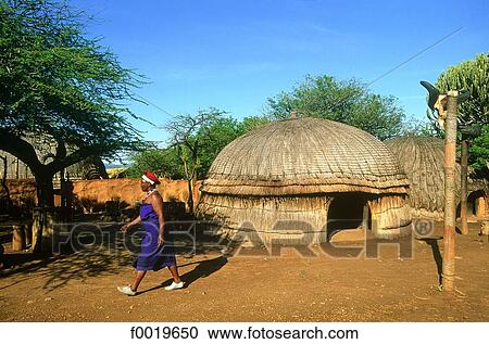 Stock Image - South Africa, Zulu village. Fotosearch