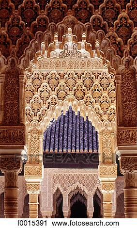 Spain, Andalusia, Granada, the Alhambra, courtyard of the lions View Large Photo Image Stock Image - Spain, Andalusia, Granada, the Alhambra, courtyard of the lions . Fotosearch
