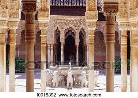 Spain, Andalusia, Granada, the Alhambra, courtyard of the lions, fountain View Large Photo Image Stock Image - Spain, Andalusia, Granada, the Alhambra, courtyard of the lions, fountain. Fotosearch