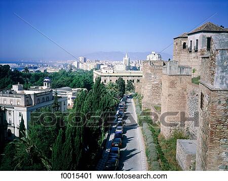 Spain, Andalusia, Malaga, view from Alcazaba fortress View Large Photo Image Stock Image - Spain, Andalusia, Malaga, view from Alcazaba fortress. Fotosearch