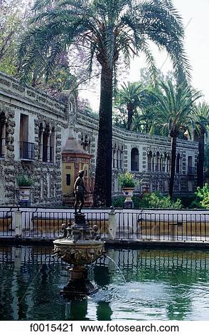 Stock Image - Spain, Andalusia, Seville, Alcazar gardens. Fotosearch
