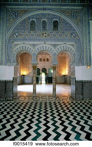 Spain, Andalusia, Seville, Real Alcazar, the Ambassadors hall View Large Photo Image Stock Photo - Spain, Andalusia, Seville, Real Alcazar, the Ambassadors hall. Fotosearch
