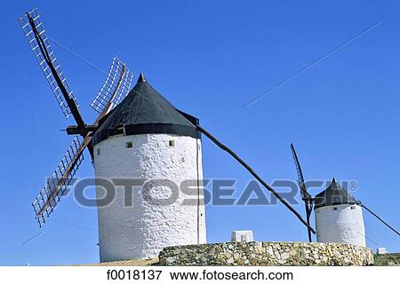 Spain, Castilla-La Mancha, Consuegra, windmills View Large Photo Image Stock Photo - Spain, Castilla-La Mancha, Consuegra, windmills. Fotosearch