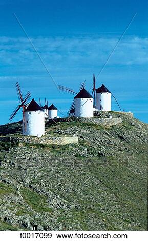 Spain, Castilla-La Mancha, windmills near Consuegra View Large Photo Image Stock Photo - Spain, Castilla-La Mancha, windmills near Consuegra. Fotosearch