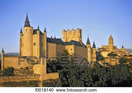 Spain, Castilla y Leon, Segovia, Alcazar and cathedral View Large Photo Image Stock Image - Spain, Castilla y Leon, Segovia, Alcazar and cathedral. Fotosearch