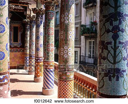Stock Image - Spain, Catalonia, Barcelona, palace of Catalan music, by Montaner. Fotosearch