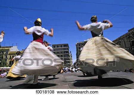 Spain, Valencia, traditionnal dances View Large Photo Image Stock Photo - Spain, Valencia, traditionnal dances. Fotosearch