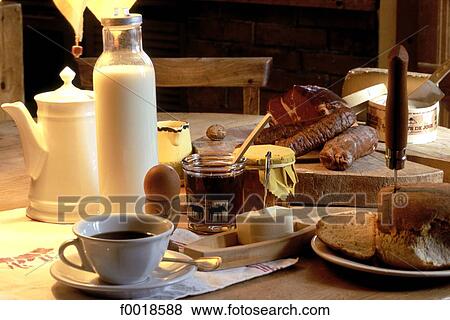 France, Franche Comté, La Fresse, continental breakfast View Large Photo Image Stock Photo - France, Franche Comté, La Fresse, continental breakfast. Fotosearch