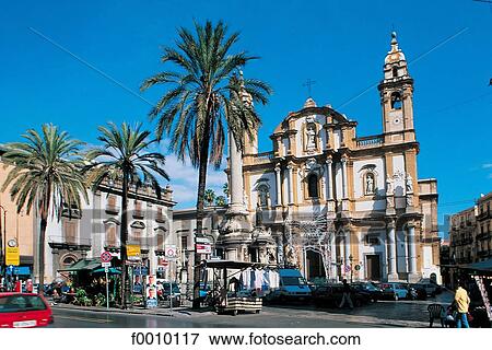 Stock Photo - Italy, Sicily, Palermo, Quattro canti square. Fotosearch