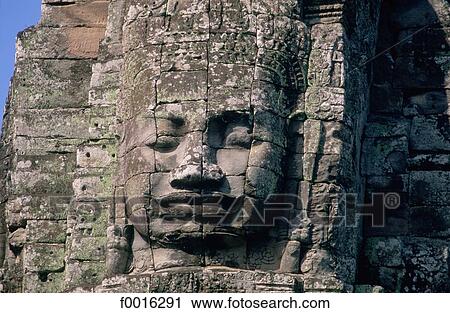 Cambodia, Angkor Thom, Face Towers View Large Photo Image Stock Image - Cambodia, Angkor Thom, Face Towers. Fotosearch