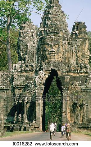 Stock Image - Cambodia, Angkor Thom, south gate. Fotosearch