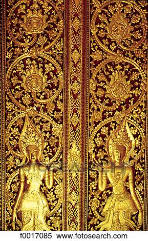 Laos, Luang Prabang, Vat May, close-up of a carved door View Large Photo Image Stock Photography - Laos, Luang Prabang, Vat May, close-up of a carved door. Fotosearch
