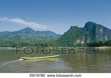 Stock Image - Laos, Mekong river. Fotosearch