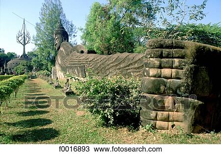 Laos, Vientiane, Wat Xieng Khouang, lying Buddha View Large Photo Image Stock Image - Laos, Vientiane, Wat Xieng Khouang, lying Buddha. Fotosearch