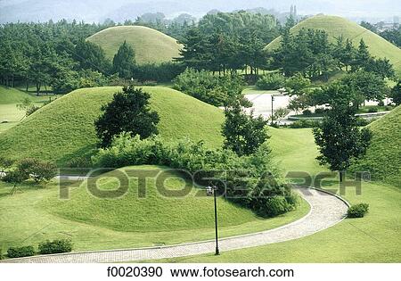 South Korea, Kyongjiu, Tumuli park View Large Photo Image Stock Image - South Korea, Kyongjiu, Tumuli park. Fotosearch