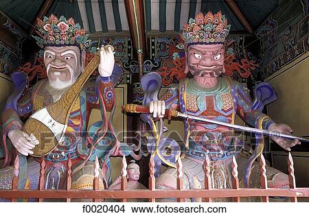 South Korea, temple of Kwanchoksa, guardians of the cardinal points View Large Photo Image Picture - South Korea, temple of Kwanchoksa, guardians of the cardinal points. Fotosearch