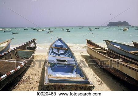 Stock Photo - Yemen, Qana, boats on the beach. Fotosearch
