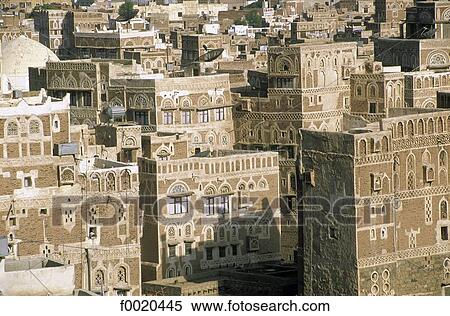 Yemen, Sanaa, city built in adobe View Large Photo Image Stock Photography - Yemen, Sanaa, city built in adobe. Fotosearch