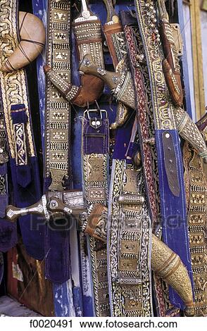Yemen, Sanaa Jambiya daggars for sale at the souk View Large Photo Image Stock Image - Yemen, Sanaa Jambiya daggars for sale at the souk. Fotosearch