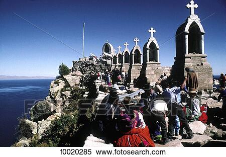 Bolivia, Copacabana, Calvary path View Large Photo Image Stock Photography - Bolivia, Copacabana, Calvary path. Fotosearch