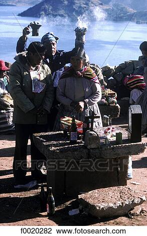 Stock Image - Bolivia, Copacabana, festivity of Madonna. Fotosearch