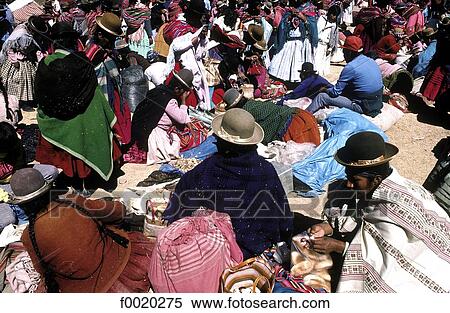 Stock Photography - Bolivia, Copacabana, festivity of Madonna, market. Fotosearch