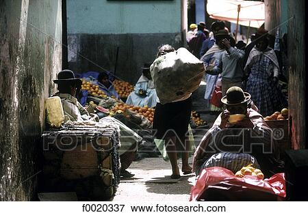 Bolivia, La Paz, Indian market View Large Photo Image Stock Photo - Bolivia, La Paz, Indian market. Fotosearch