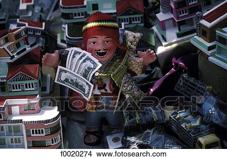 Bolivia, Quillacollo, festivity of Madonna of Urcupina, Ekeko, god of abundance View Large Photo Image Picture - Bolivia, Quillacollo, festivity of Madonna of Urcupina, Ekeko, god of abundance. Fotosearch