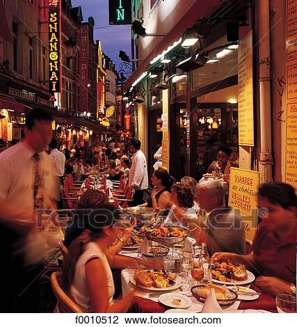 Belgium, Brussels, Les Bouchers st. restaurants View Large Photo Image Stock Image - Belgium, Brussels, Les Bouchers st. restaurants. Fotosearch