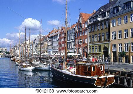 Denmark, Copenhagen, Nyhavn harbour View Large Photo Image Stock Photo - Denmark, Copenhagen, Nyhavn harbour. Fotosearch