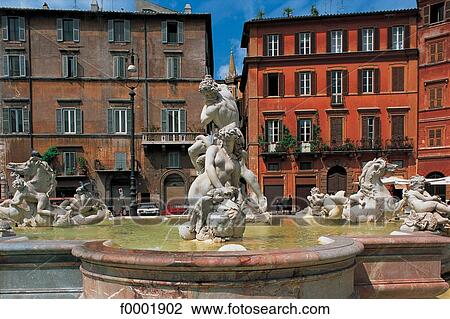 Italy, Rome, Navona square, Neptune fountain View Large Photo Image Stock Image - Italy, Rome, Navona square, Neptune fountain. Fotosearch