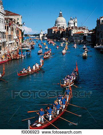 Stock Image - Italy, Venice, Grand Canal, historical regatta. Fotosearch