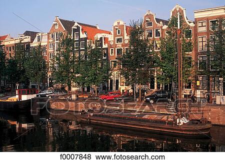 Netherlands, Amsterdam, canal banks View Large Photo Image Stock Photo - Netherlands, Amsterdam, canal banks. Fotosearch