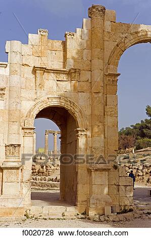 Stock Photo - Jordan, Jerash, arch of Hadrian. Fotosearch