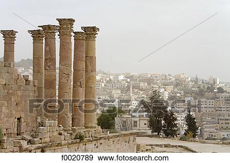 Jordan, Jerash, Artemis Temple View Large Photo Image Stock Photo - Jordan, Jerash, Artemis Temple. Fotosearch