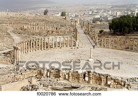 Jordan, Jerash, view from temple of Zeus View Large Photo Image Stock Photograph - Jordan, Jerash, view from temple of Zeus. Fotosearch