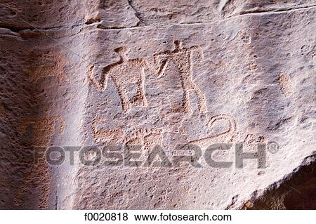 Stock Photo - Jordan, Wadi Rum, neolithic engraving. Fotosearch