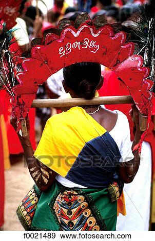 Stock Photo - Sri Lanka, Kandy, during the Perahera, Hindu Penitent. Fotosearch