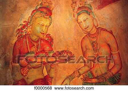 Stock Photo - Sri Lanka, Sigiriya, fresco. Fotosearch