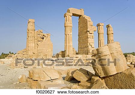 Stock Photo - Sudan, Eastern Sahara, Soleib, Temple of Amon's ruins . Fotosearch