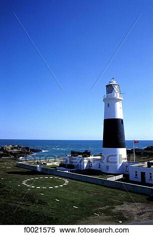 Stock Photography - Channel Islands, Alderney, Quesnard Point lighthouse. Fotosearch