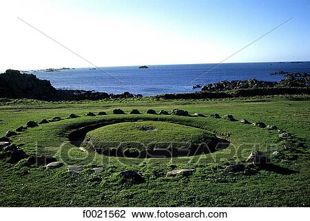 Stock Image - Channel Islands, Guernsey, Fairy ring, neolithic site. Fotosearch
