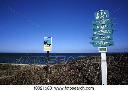 Stock Image - Channel Islands, Herm, direction signs. Fotosearch