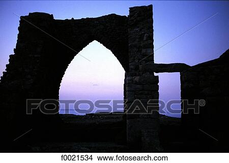 Channel Islands, Jersey, Gronez Castle at dusk View Large Photo Image Picture - Channel Islands, Jersey, Gronez Castle at dusk. Fotosearch