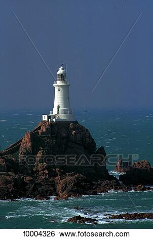 Stock Photograph - Channel Islands, Jersey, lighthouse. Fotosearch