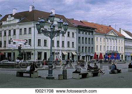 Estonia, Tartu, City Hall square View Large Photo Image Stock Photo - Estonia, Tartu, City Hall square. Fotosearch