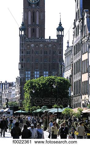 Poland, Gdansk, Dlugi Targ Street and City hall View Large Photo Image Stock Image - Poland, Gdansk, Dlugi Targ Street and City hall. Fotosearch