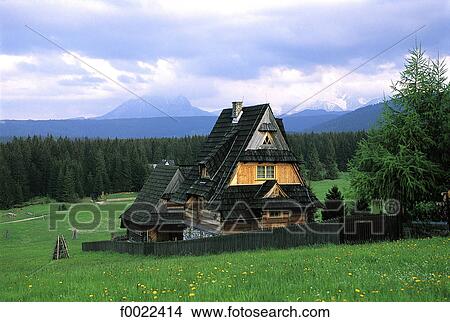 Picture - Poland, near Zakopane, traditional dwelling. Fotosearch