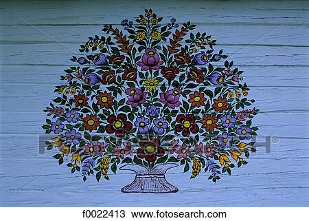 Stock Image - Poland, Zalipie, decoration of house. Fotosearch