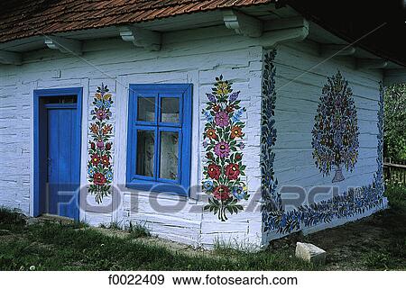 Stock Photo - Poland, Zalipie, housepainted. Fotosearch